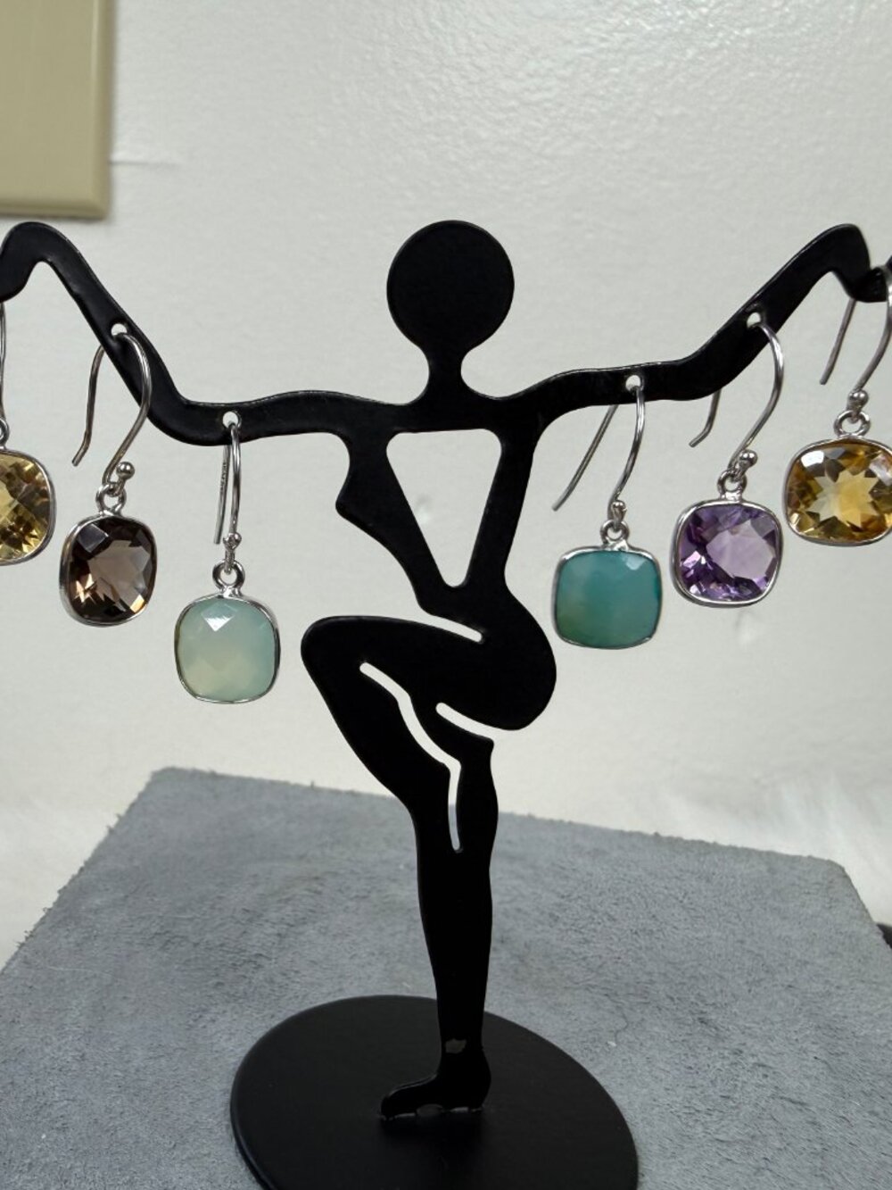 Six Sterling Silver Gemstone Pierced Earrings - Mismatched JTV - Picture 4 of 6